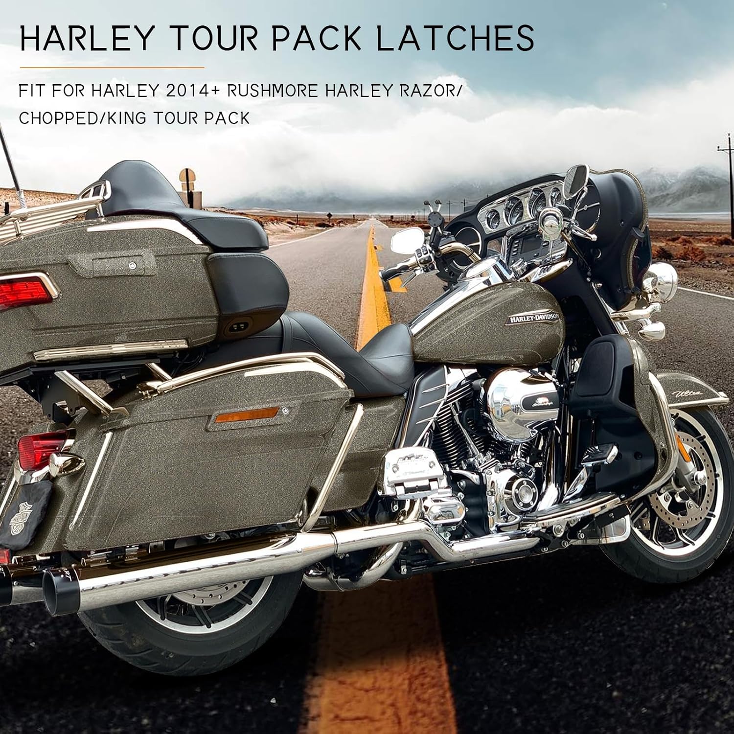 Tour Pack Latches, Tour Pack Trunk Lid Latch with Keys Fit for Harley Touring/Road King/Road Glide/Street Glide/Electra Glide/Ultra-Classic 2014+ Hard Candy Black Gold Flake