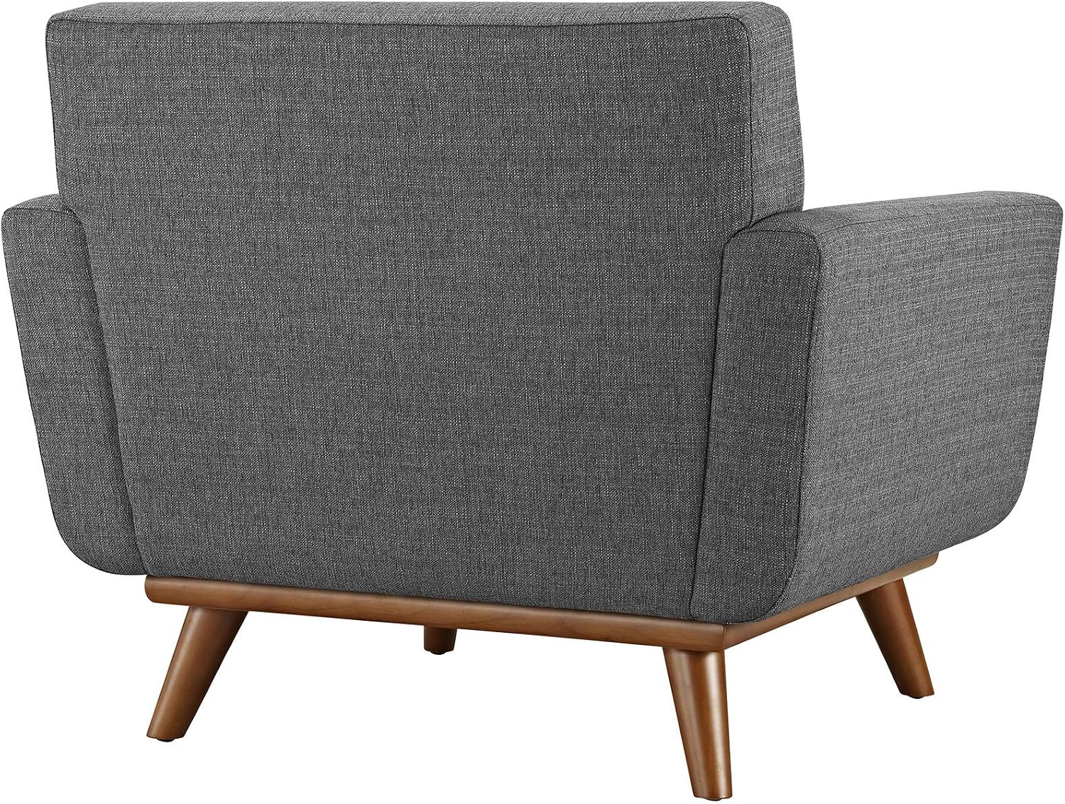Modway Engage Mid-Century Modern Upholstered Fabric Accent Arm Lounge Chair, Wood in Gray, Armchair