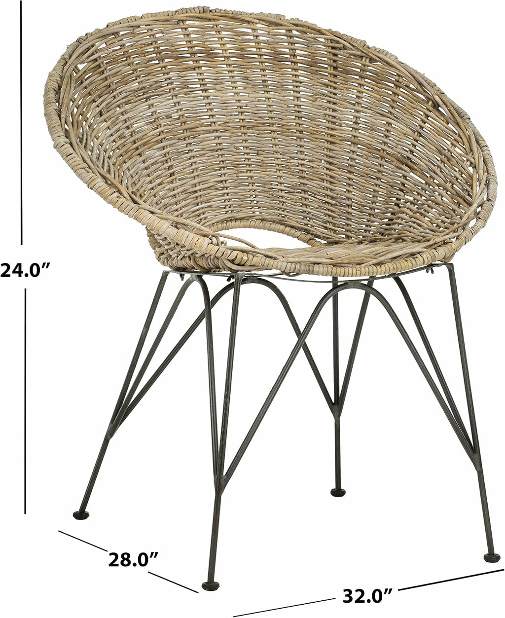 Safavieh Home Sierra Coastal Grey Wash Rattan and Dark Steel Round Accent Chair