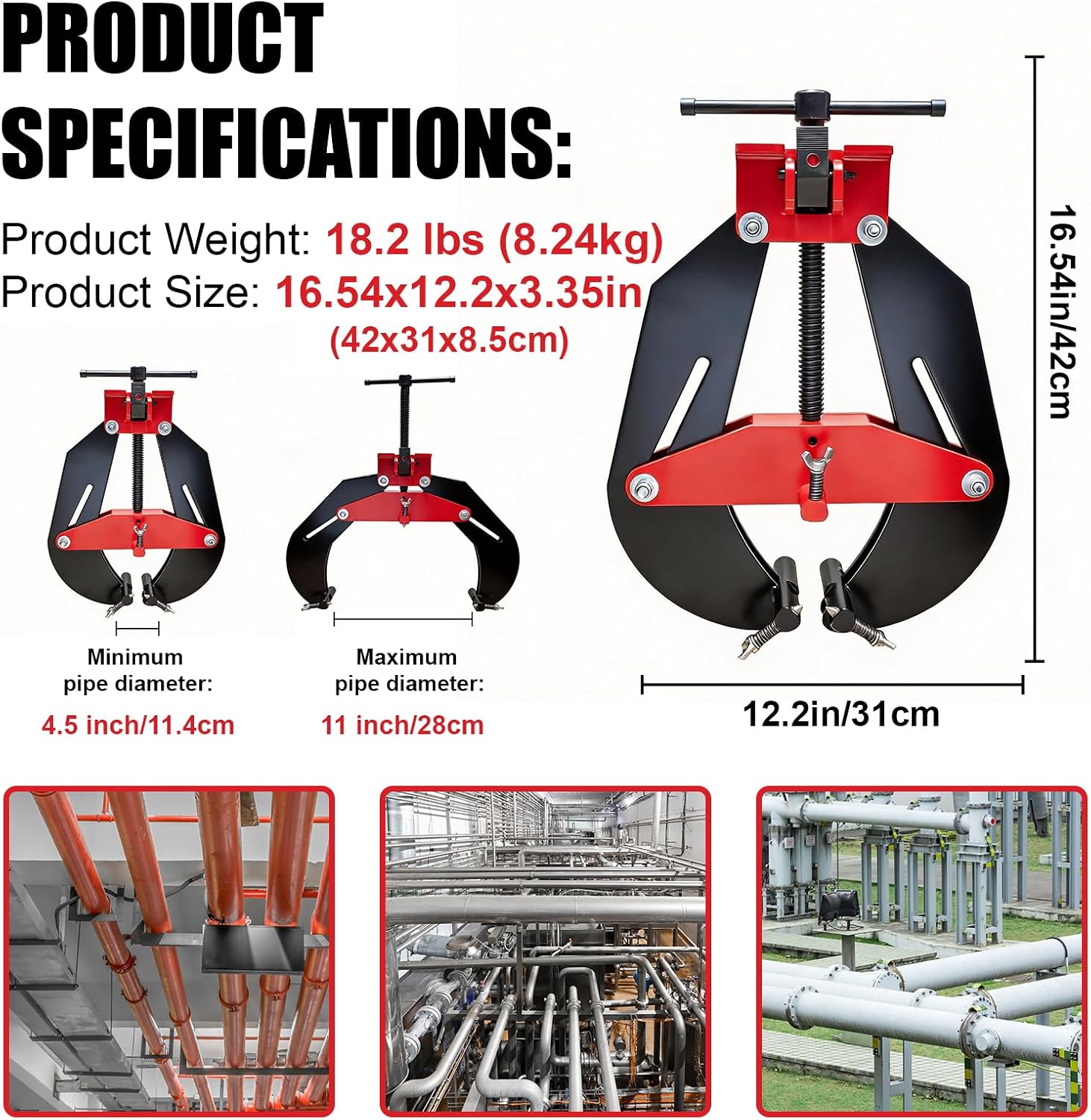 4' to 11' Heavy Duty Pipe Alignment Clamp, Professional Welding Clamp with Quick Release