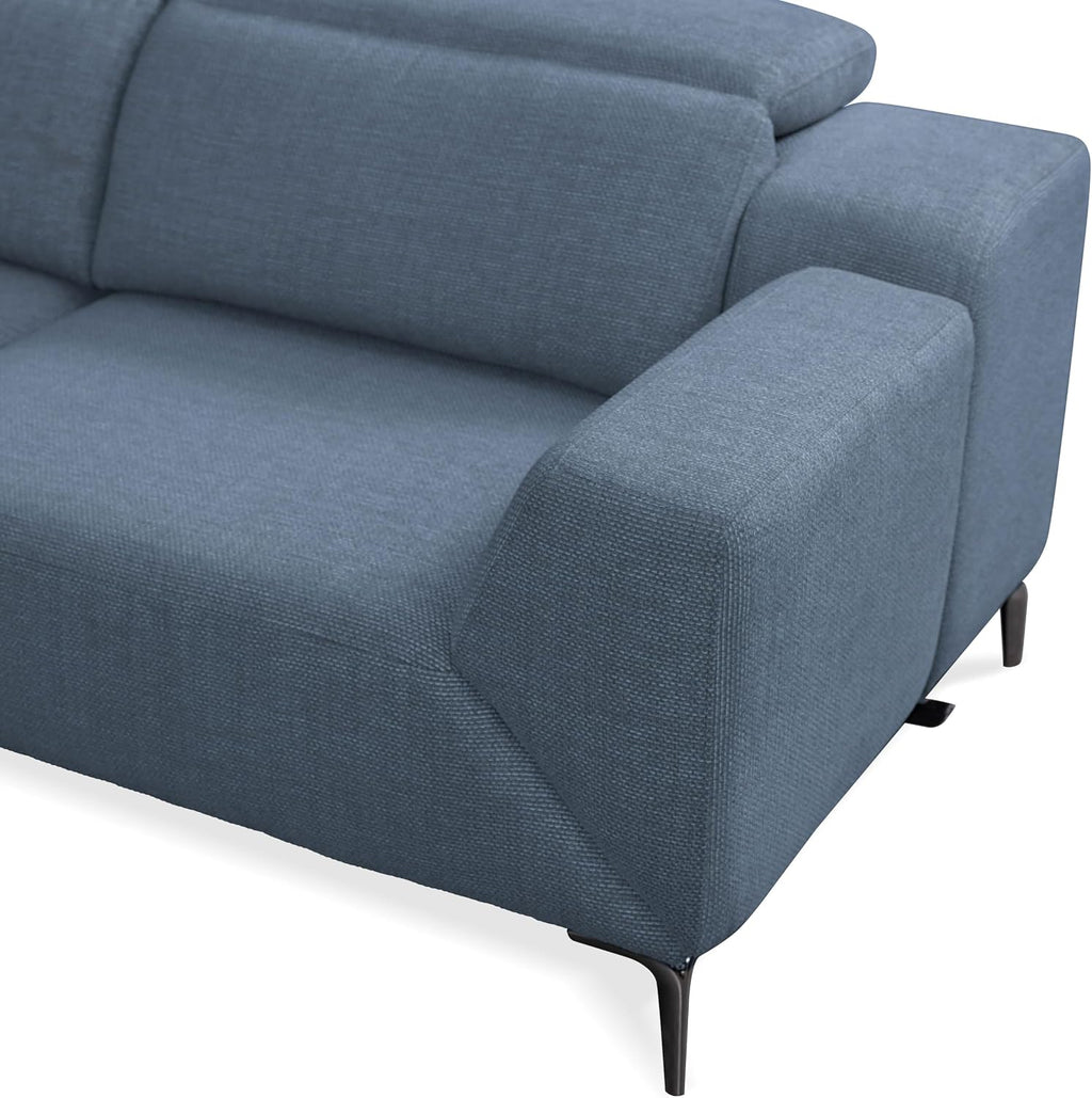 Furniture of America Kirel Modern Sectional Recliner with USB Ports, Adjustable Headrests and Swivel Armrest, Reclining Sofa, L Shape Couch for Living Room, Office, Home Theater, Playroom, Blue