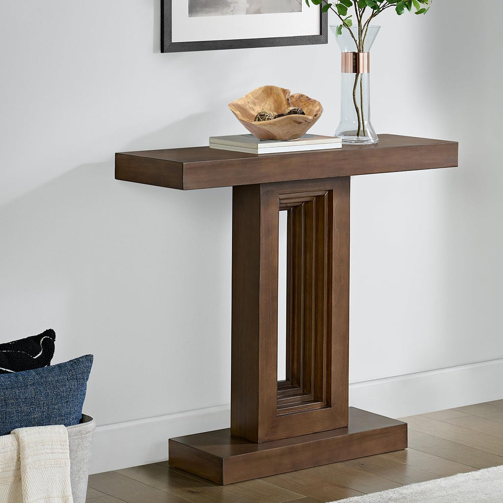 Alaterre Furniture Pismo Solid Wood Console Table - 36 Inch Modern Farmhouse Small Entryway Table - Easy Assembly Living Room Furniture for Behind The Couch, Entryway, or Hallway (Brown)