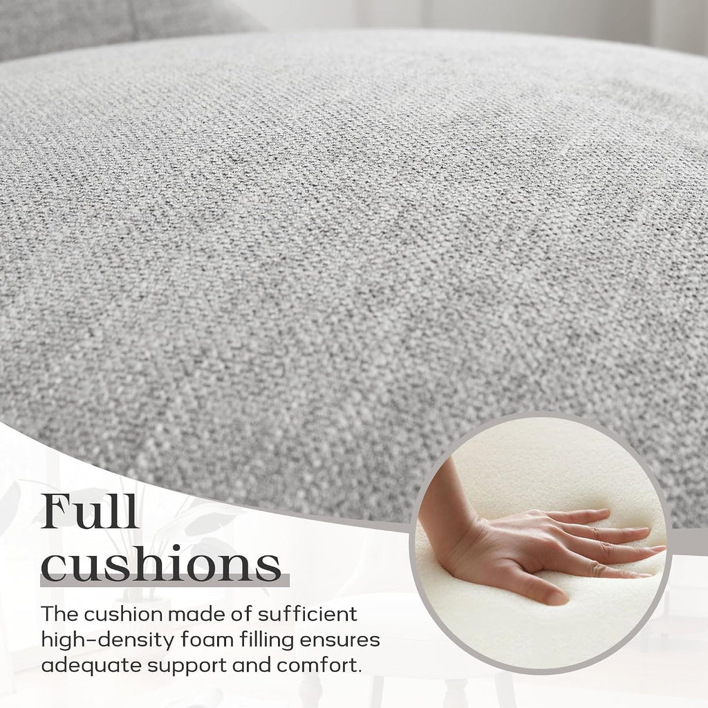 Zihanhome Armless Accent Chair, Living Room Chairs with Wooden Legs, Comfy Tufted Bedroom Chair, Upholstered Chair for Reading Rooms, Reception, Apartments and Dormitories (Grey)