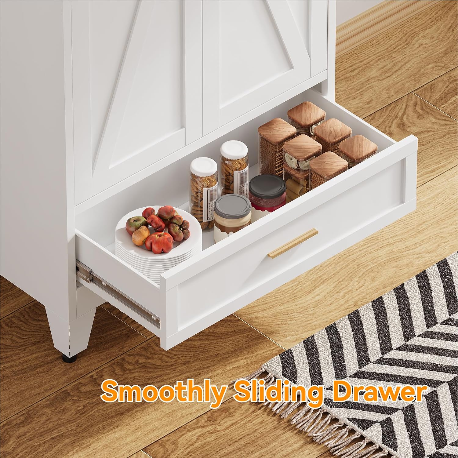 71' Tall Kitchen Pantry Cabinet,Farmhouse Pantry Cabinet,Metal Cabinet with Adjustable Shelves and Drawer,Storage Cabinet for Kitchen Dining Room Garage,White 1 Pack