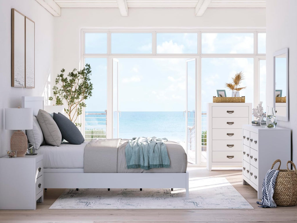 Signature Design by Ashley Binterglen Casual Coastal Six-Drawer Dresser with Dovetail Construction for Bedroom, White Finish, 57.13' W x 16.38' D x 35.5' H