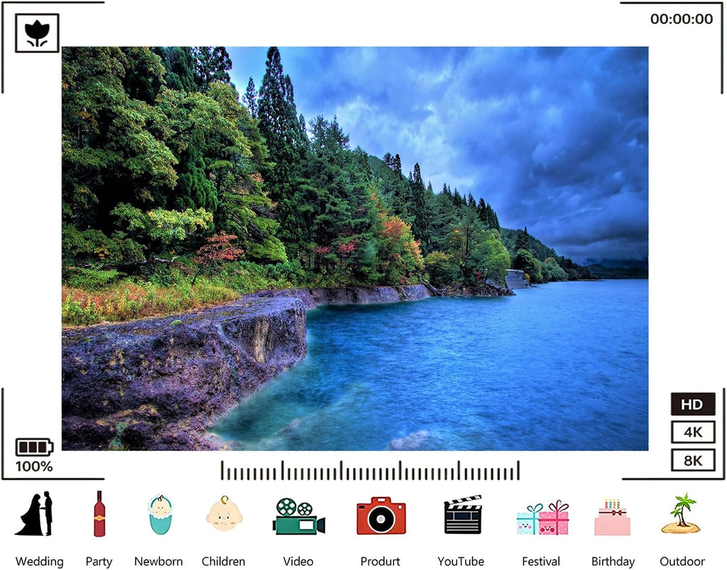 Trykid 20x10ft Lush Green Forest Blue Lake Backdrop Cliff Moody Sky Nature Landscape Photography Background Hiking Camping Party Decoration Tapestry Photo Studio Prop Fabric