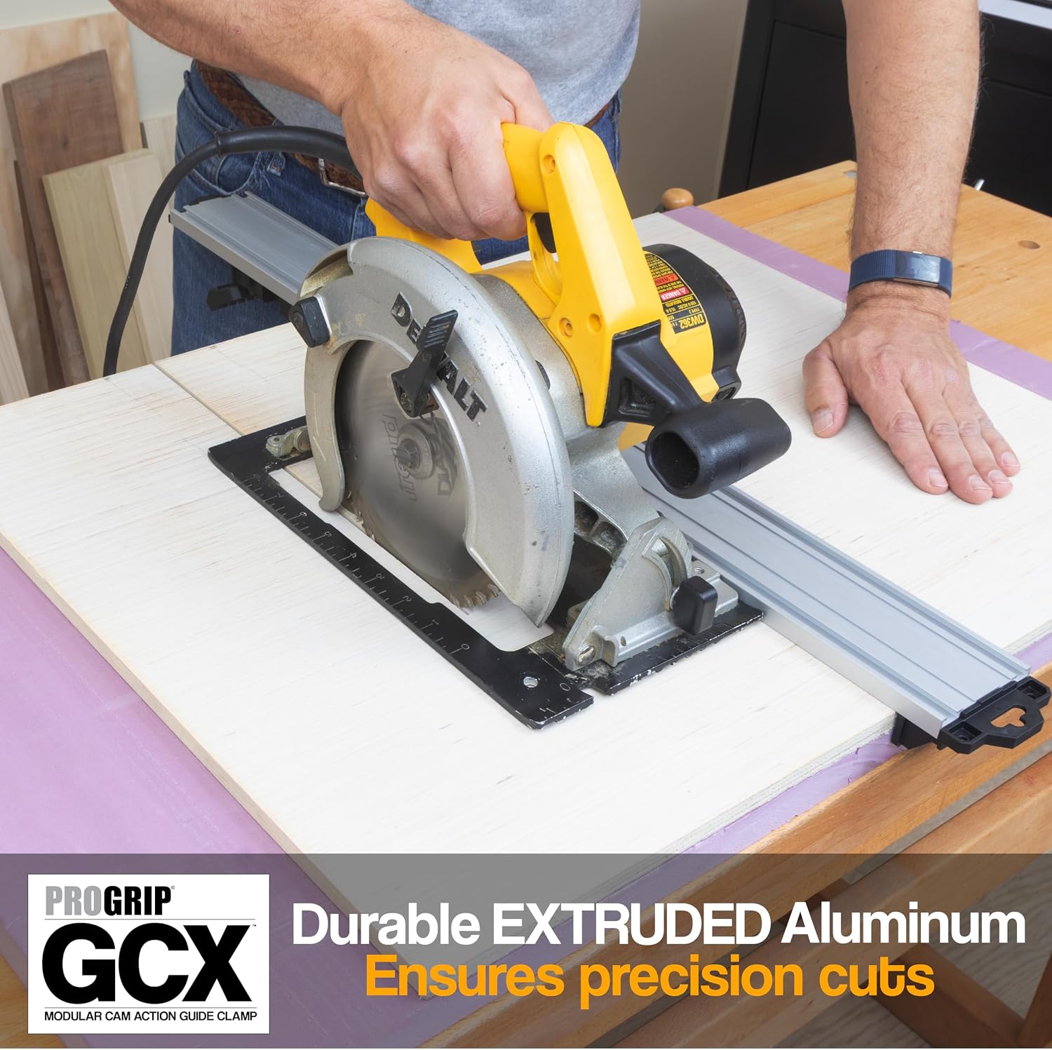 ProGrip GCX Edge Clamp Guide 3 Pack – Modular Extendable Track for Circular Saws, Routers & Jigsaws –Aluminum Cutting Guide with Locking Handle –Includes 24, 36 and 50 Inch Clamps