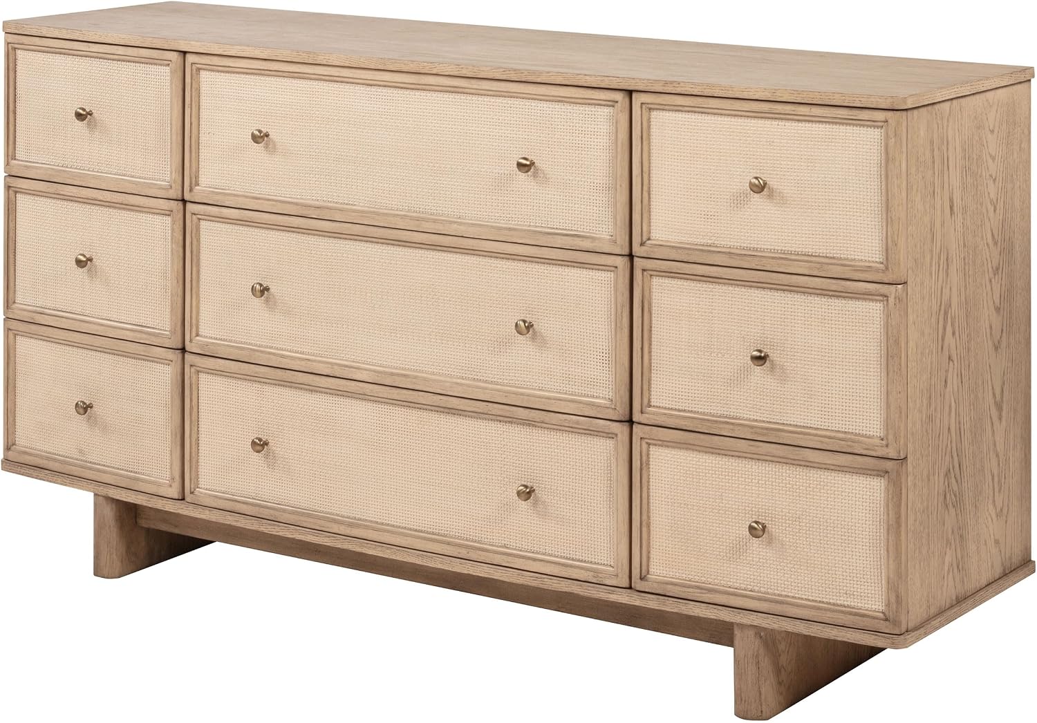 Coaster Home Furnishings - Kailani - Wood - 9-Drawer Dresser with Antique Brass Hardware, Metal Extension Glides, Coastal Style - Bedroom - Beige Oak - 225043