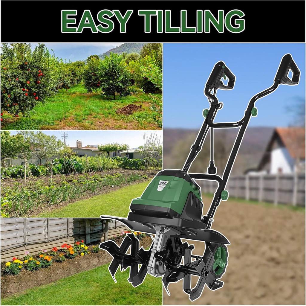 Prostormer 18 Inch Corded Electric Tiller Cultivator, 15Amp Motor with 6 Steel Tines, Heavy Duty Garden Tiller for Soil Cultivation, Lawn, and Yard Care