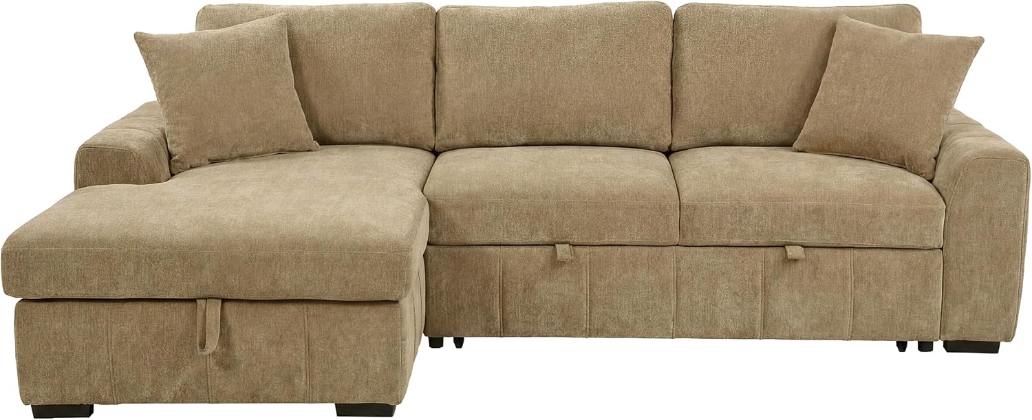 Coaster Home Furnishings - Pastrana - Wood and Fabric - Sleeper Sectional Sofa with Left-arm-Facing Chaise, and Track Arms - Living Room - Camel - 500358