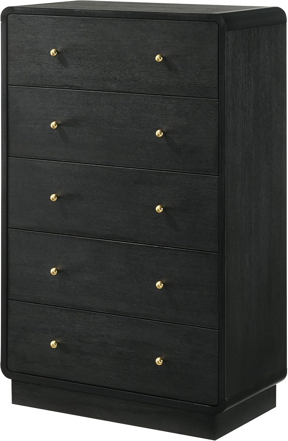 Coaster Home Furnishings - Cavelle - Wood - 5-Drawer Chest with Brass Ball Knobs, Flat Panel Fronts and Metal Glides - Mid-Century Modern - Bedroom - Black - 223665