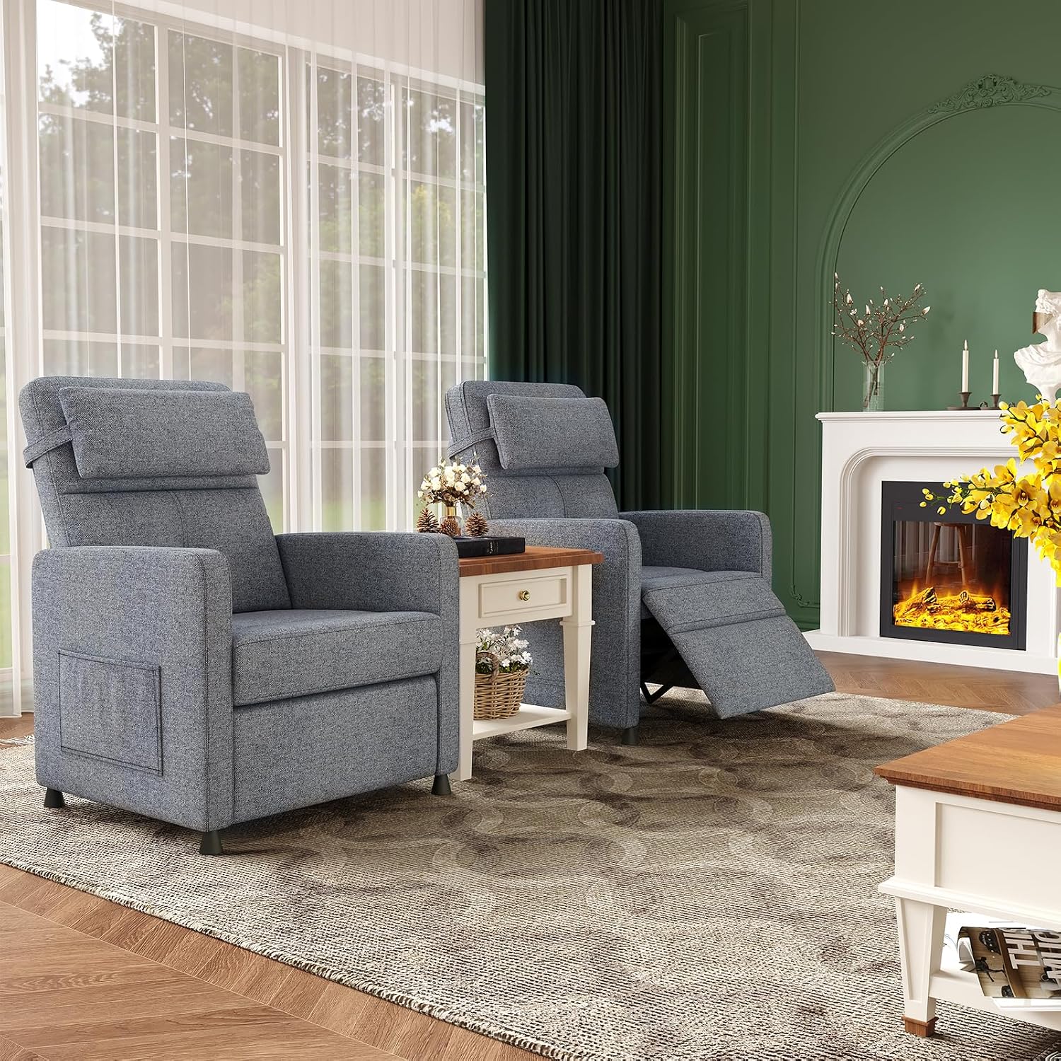 GarveeHome Electric Recliner Chair Living Room Chair Adjustable Power Recliner with Massage & Heat & Lumbar Support & Side Pockets & USB Port(Gray)