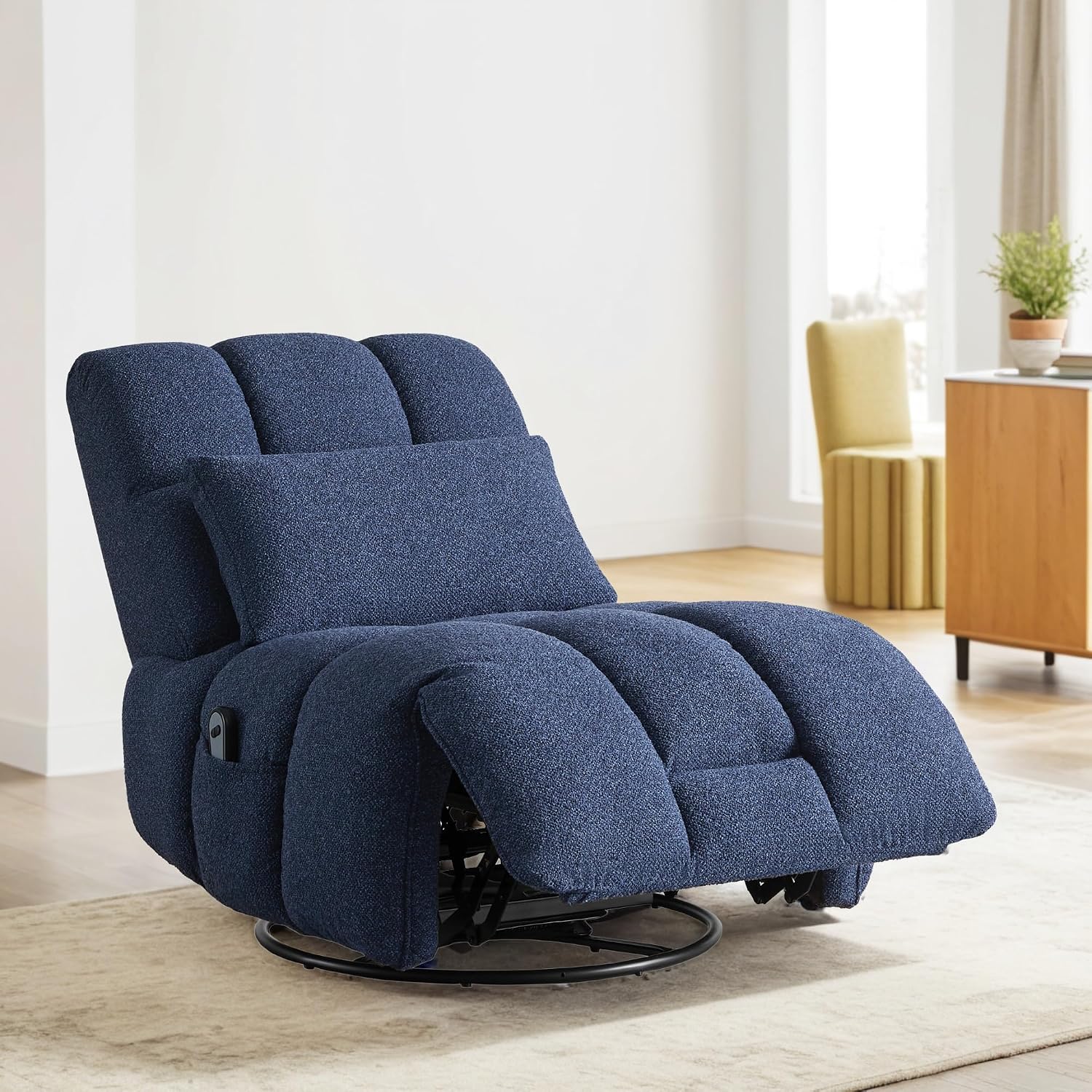 Watson & Whitely Oversized Power Recliner Chair for Adults, Swivel Rocker Recliner Chair with Lumbar Support, Ultra-Comfy Glider Recliner for Living Room Theater Seating Single Sofa, Navy