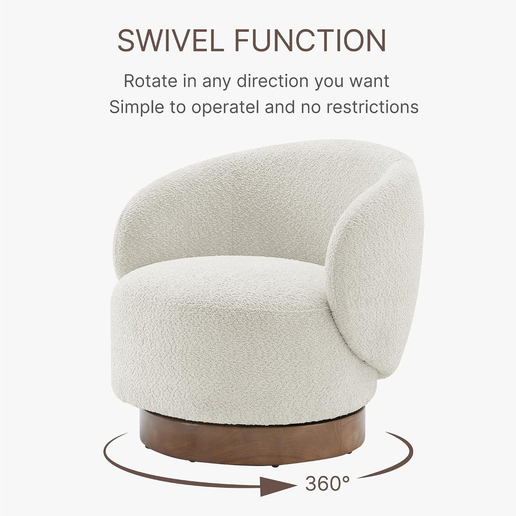 KISLOT Swivel Accent Chair Round Barrel Armchair Upholstered Performance Fabric for Living Room Bedroom Reading Waitingroom,2 PCS,Cream