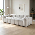 98.4-Inch Oversized Boneless Cloud Couches Deep Seat Foam Sofa Couch with 2 Round Toss Pillows, Luxury Corduroy Upholstered 3 Seat Tufted Loveseat, Cloud Sofa in a Box