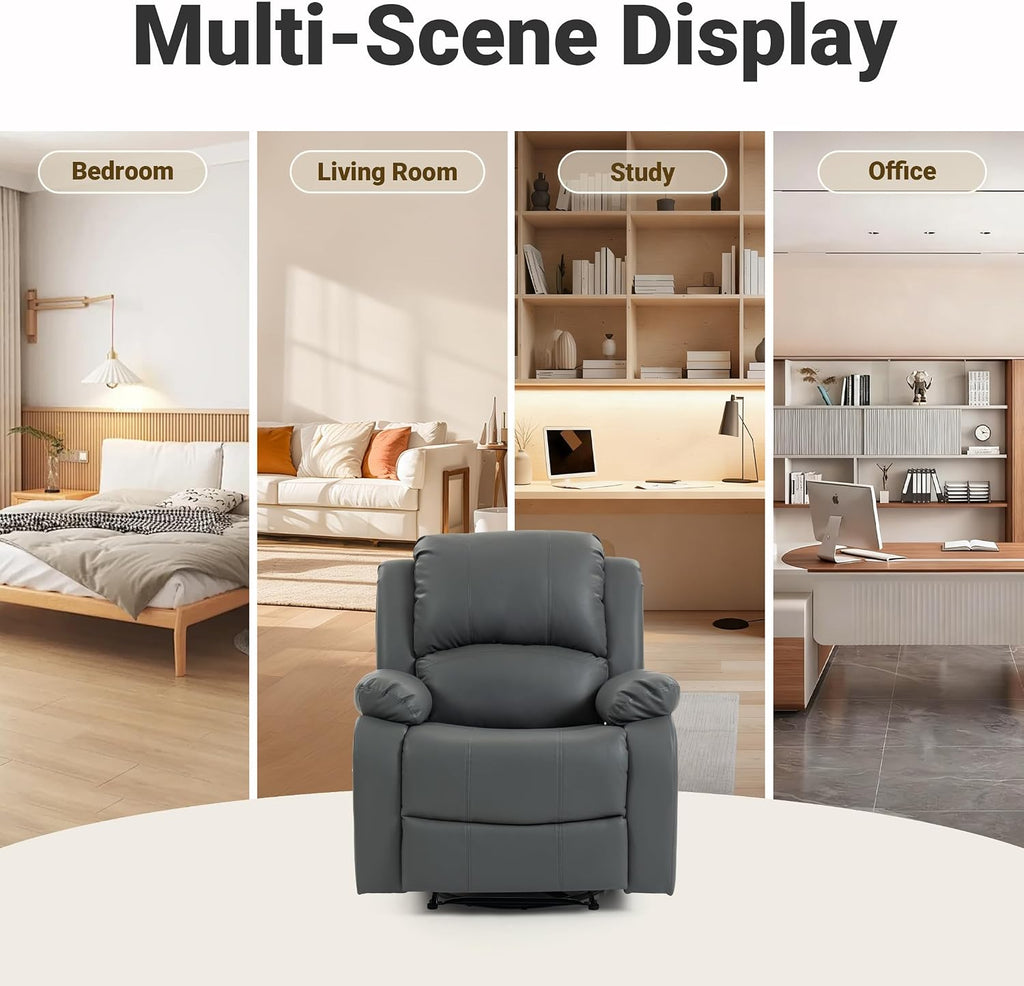 Manual Recliner Chair, Lazy Leather Recliner, Perfect for Lounging in the Living Room, Home Theater and Bedroom, an Excellent Gift for Home