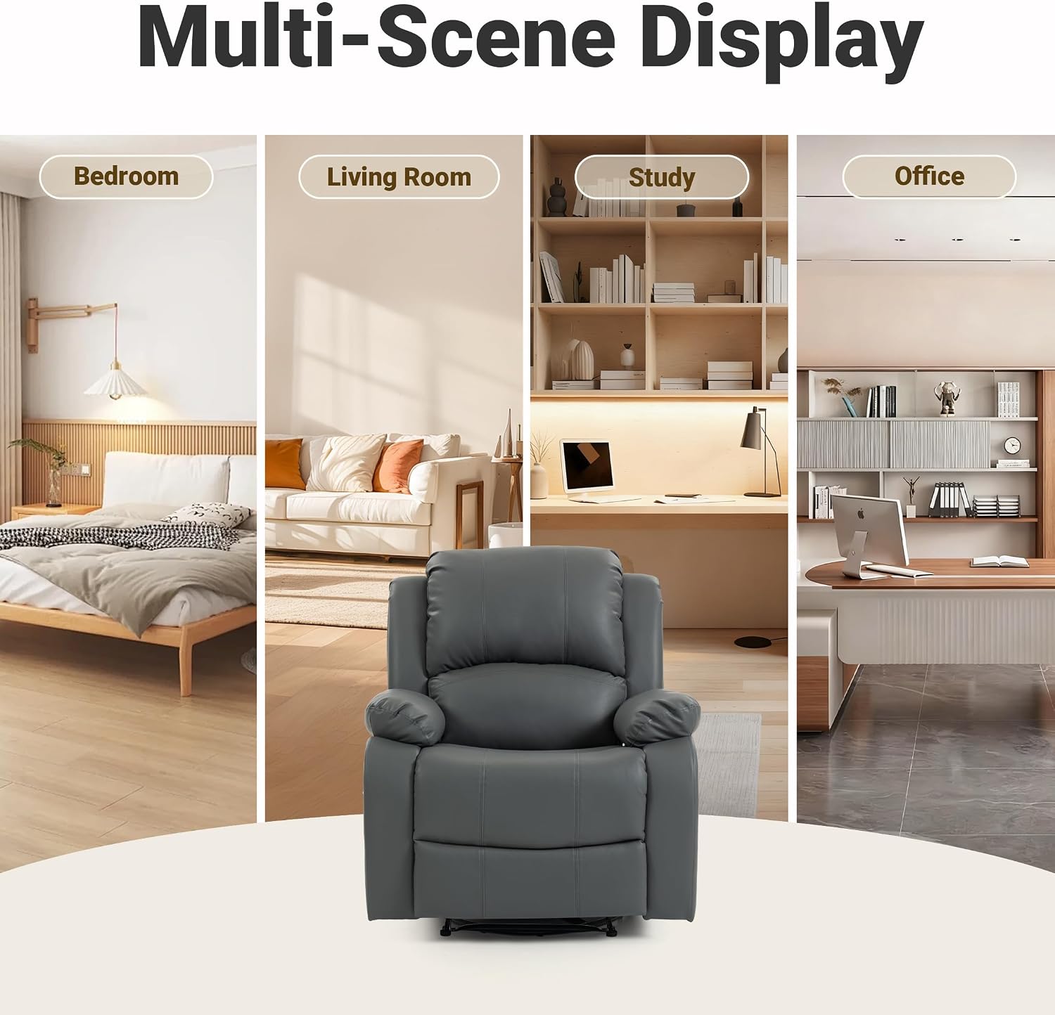 Manual Recliner Chair, Lazy Leather Recliner, Perfect for Lounging in the Living Room, Home Theater and Bedroom, an Excellent Gift for Home
