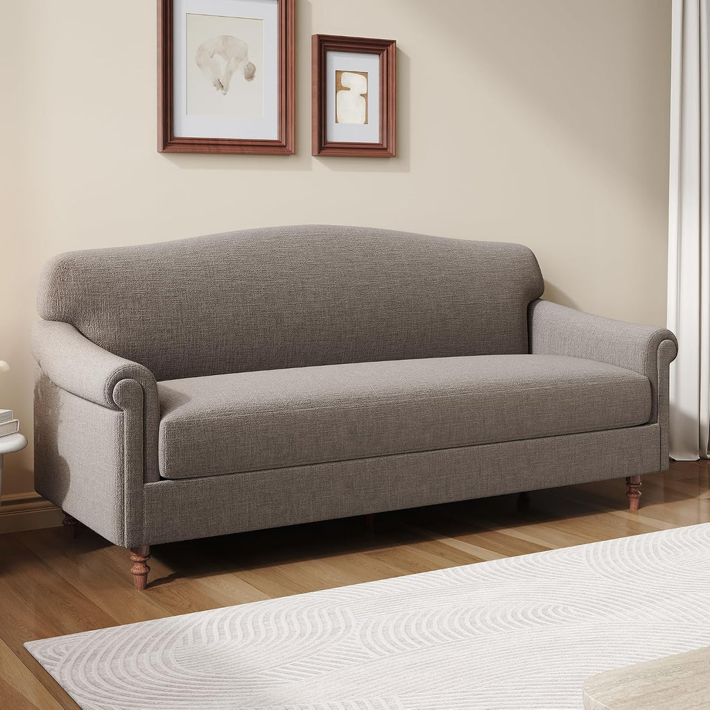 Christopher Knight Home Sola 77.5'' Modern Chenille Upholstered Loveseat Sofa with Rolled Armrest and Rubberwood Frame, 2-Seater Home Sofa Living Room, Comfy Couch for Hotel/Apartment, Brown