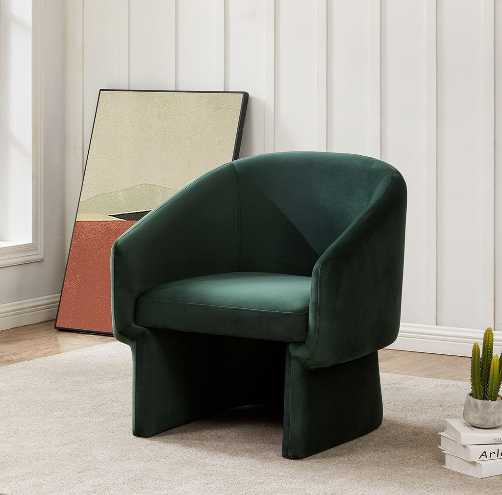SAFAVIEH Couture Collection Susie Forest Green Velvet Barrel Back Accent Chair (Fully Assembled)