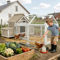Ketive 83'L Large Chicken Coop with Run for 4–6 Chickens Wooden Backyard Hen House with Curved Roof, Peaked Run Top, 4 Reinforced Nesting Boxes, Swing Perch, Dual Ramp Doors,Slide-Out Tray,Expandable