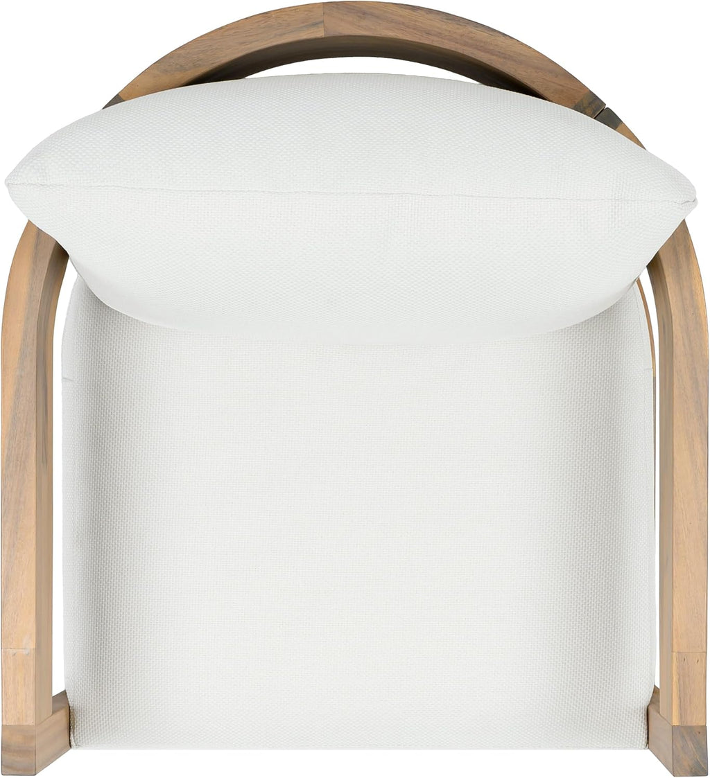 SAFAVIEH Outdoor - Kento Swivel Lounge Chair - Oak & Ivory - Solid Wood with Cushion - Modern Round Design - Ideal for Patio, Deck, Porch, Backyard, 27.5' W x 33' D x 29.1' H (PAT7099B)