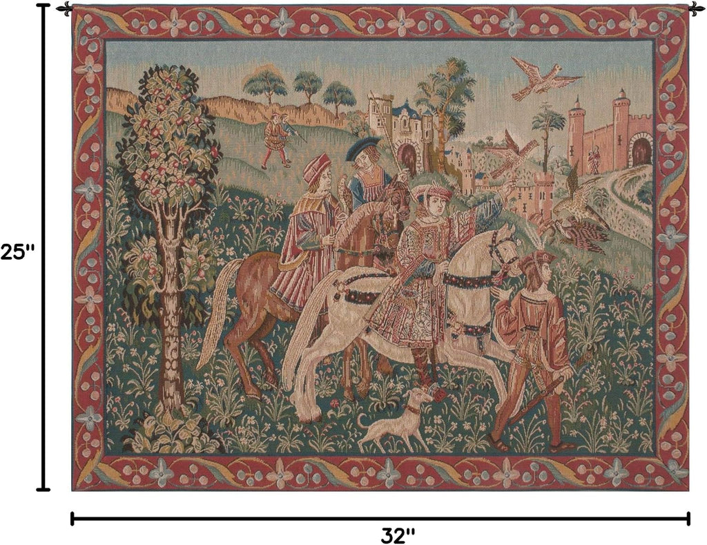 Charlotte Home Furnishings Inc. Hunt French Tapestry Wall Hanging, 25 X 32 Inch, Viscose Cotton And Polyester Blend Wall Art, Woven In France, Perfect For Home Decor And Wall Decor
