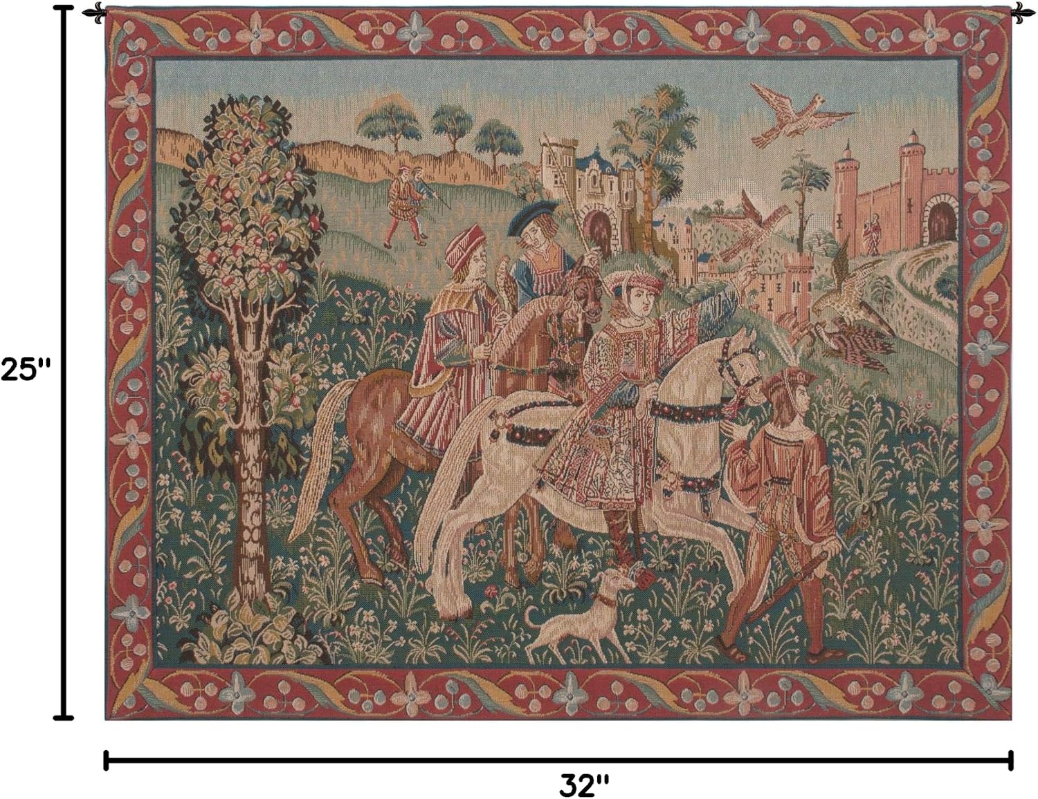 Charlotte Home Furnishings Inc. Hunt French Tapestry Wall Hanging, 25 X 32 Inch, Viscose Cotton And Polyester Blend Wall Art, Woven In France, Perfect For Home Decor And Wall Decor