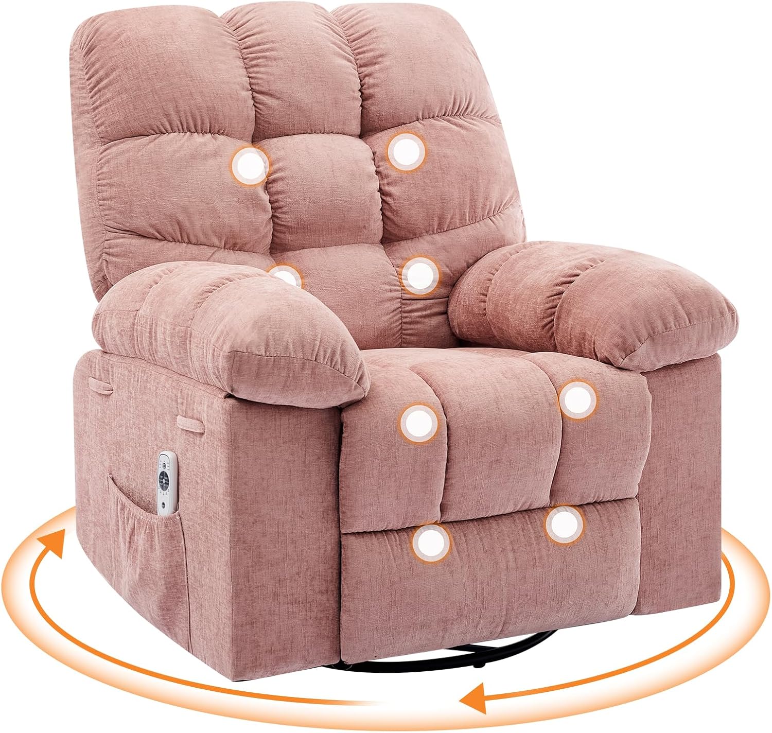 Garvee Rocking Recliner Chairs,Massage Recliner Chair with Vibration Massage and Heat,360° Swivel Rocking Recliner Chair with Side Pockets Cup Holders,for Living Room,Bedroom,Home Theater