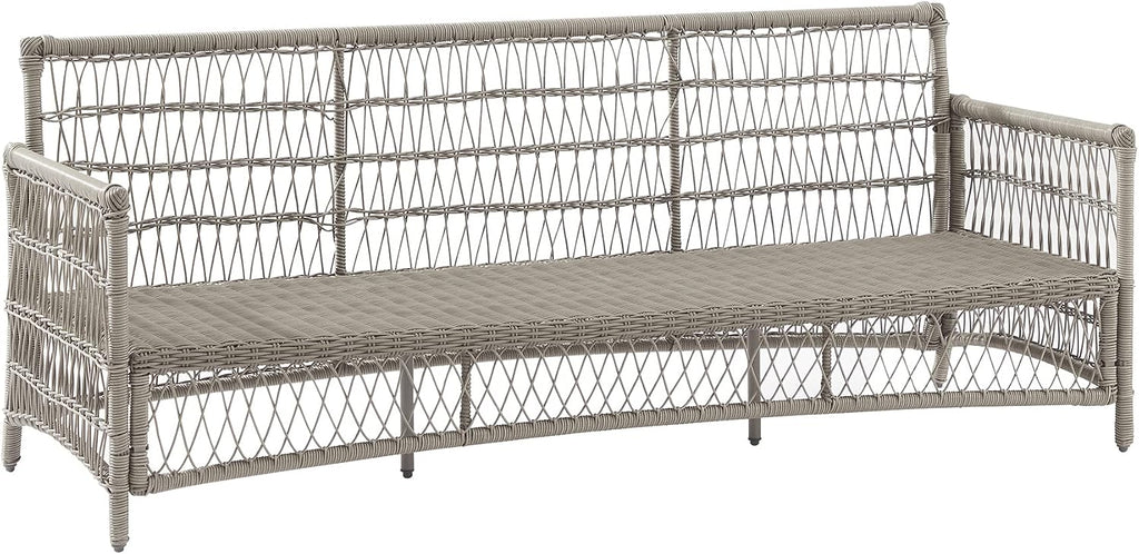 Crosley Furniture Thatcher Wicker Outdoor Sofa, 3-Person Patio Couch for Porch, Deck, Backyard, Driftwood with Creme Cushions