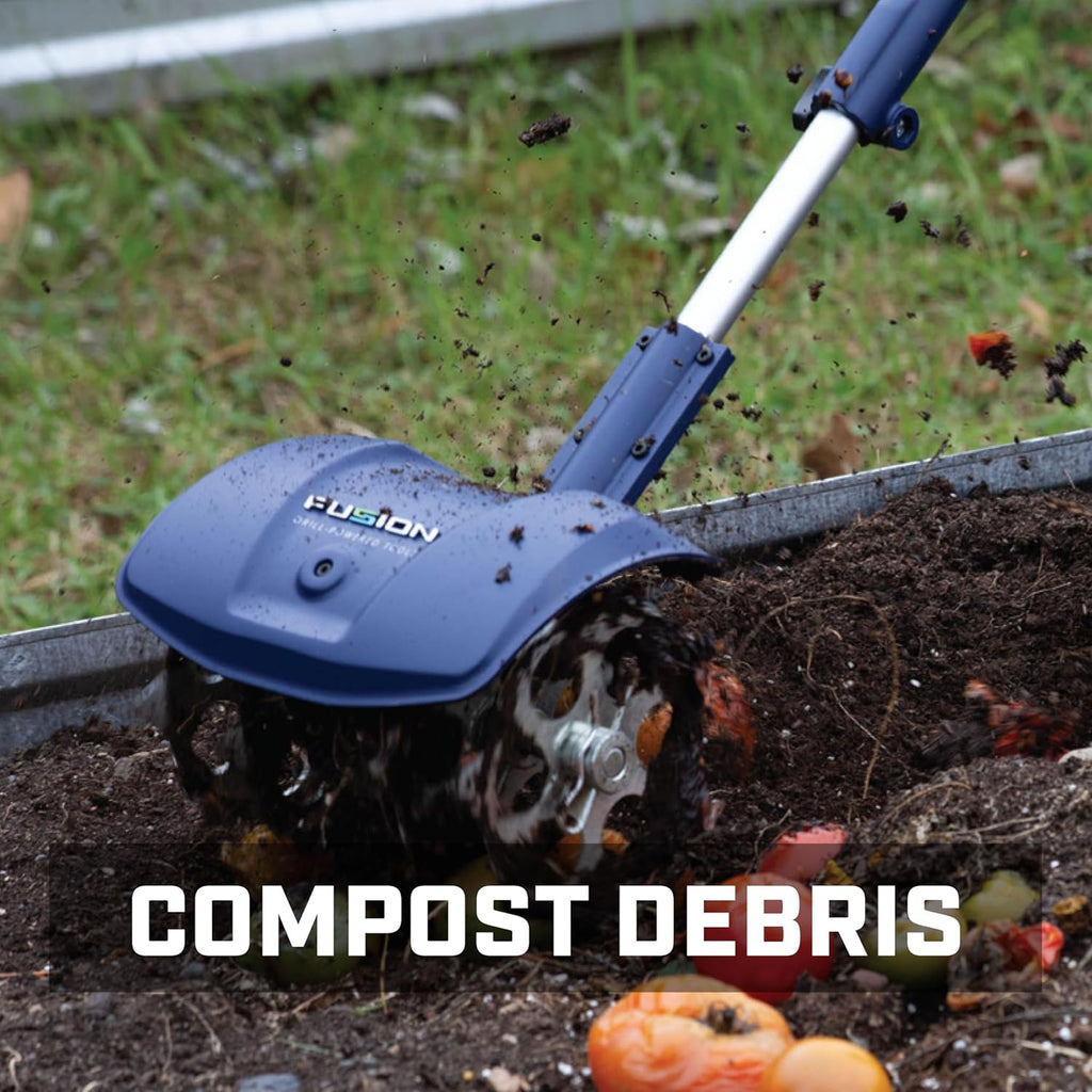 Fusion Drill-Powered Cultivator, Compatible with Most Cordless Drills, Adjustable Cultivating Width Up to 8', Cultivating Depth Up to 5.5', Adjustable Length, Model: 46007