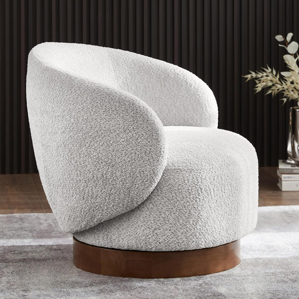 KISLOT Swivel Accent Chair Round Barrel Armchair Upholstered Performance Fabric for Living Room Bedroom Reading Waitingroom,2 PCS,Light Grey