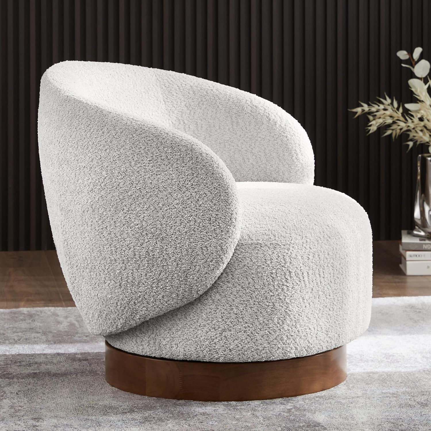 KISLOT Swivel Accent Chair Round Barrel Armchair Upholstered Performance Fabric for Living Room Bedroom Reading Waitingroom,2 PCS,Light Grey