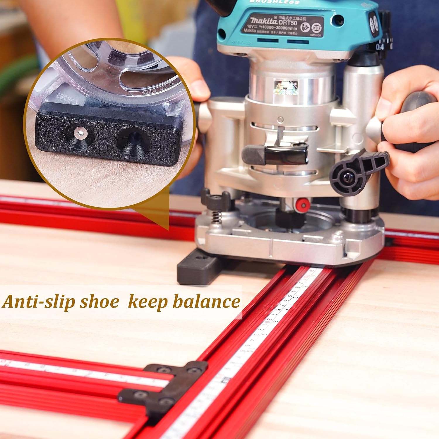 SpeTool Juice Groove Router Jig, Adjustable Router Jigs and Templates for Cutting Board with Metric/Imperial Scales and SpeTool Brass Router Template Bushing Guide Set with Centering Pin&Cone