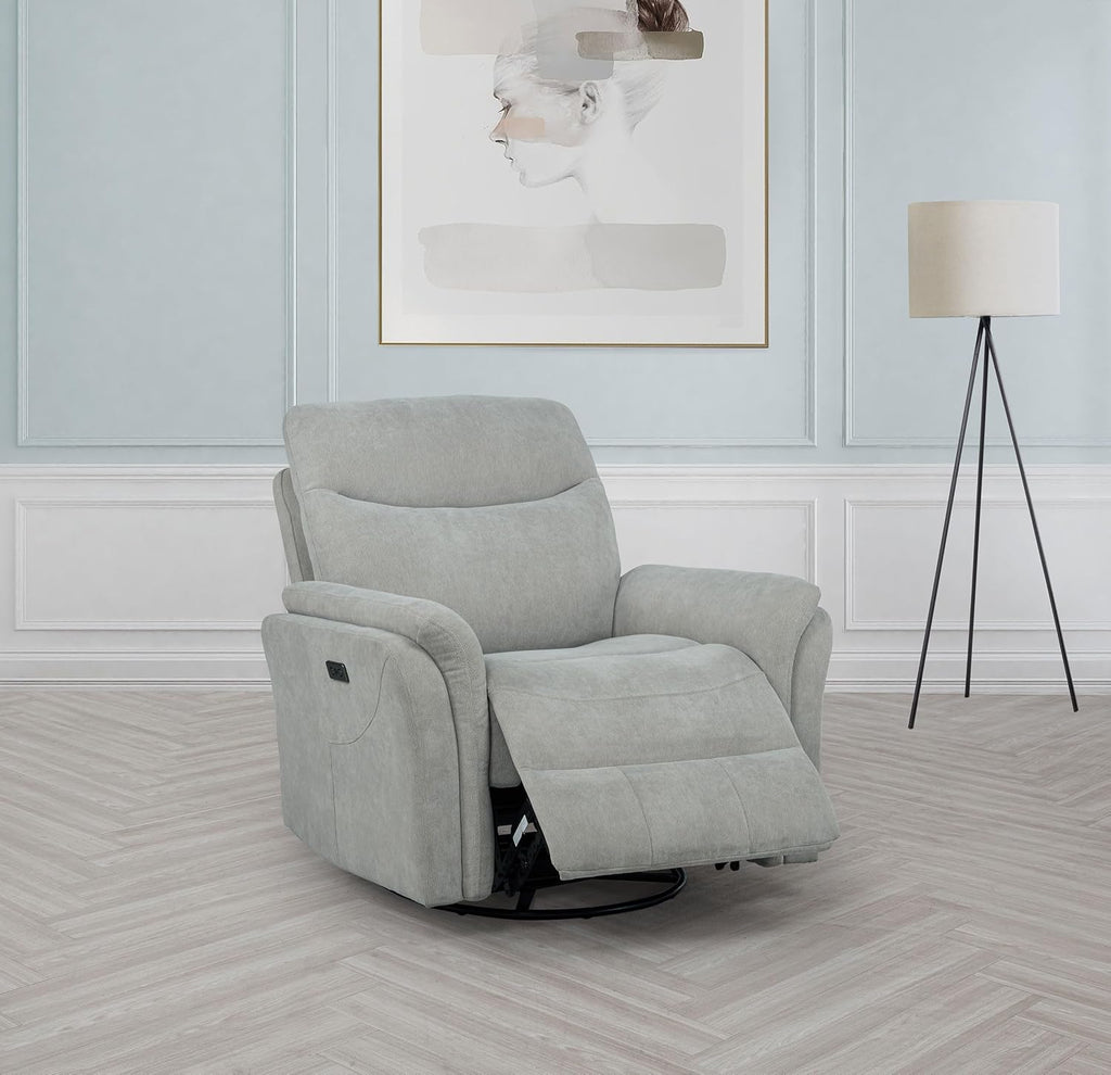 Coaster Home Furnishings - Adler - Upholstered Power Swivel Glider Recliner with Built-in Control Panel, Dual USB Ports, Foam Cushion and Transitional Style - Living Room - Ivory - 610423P