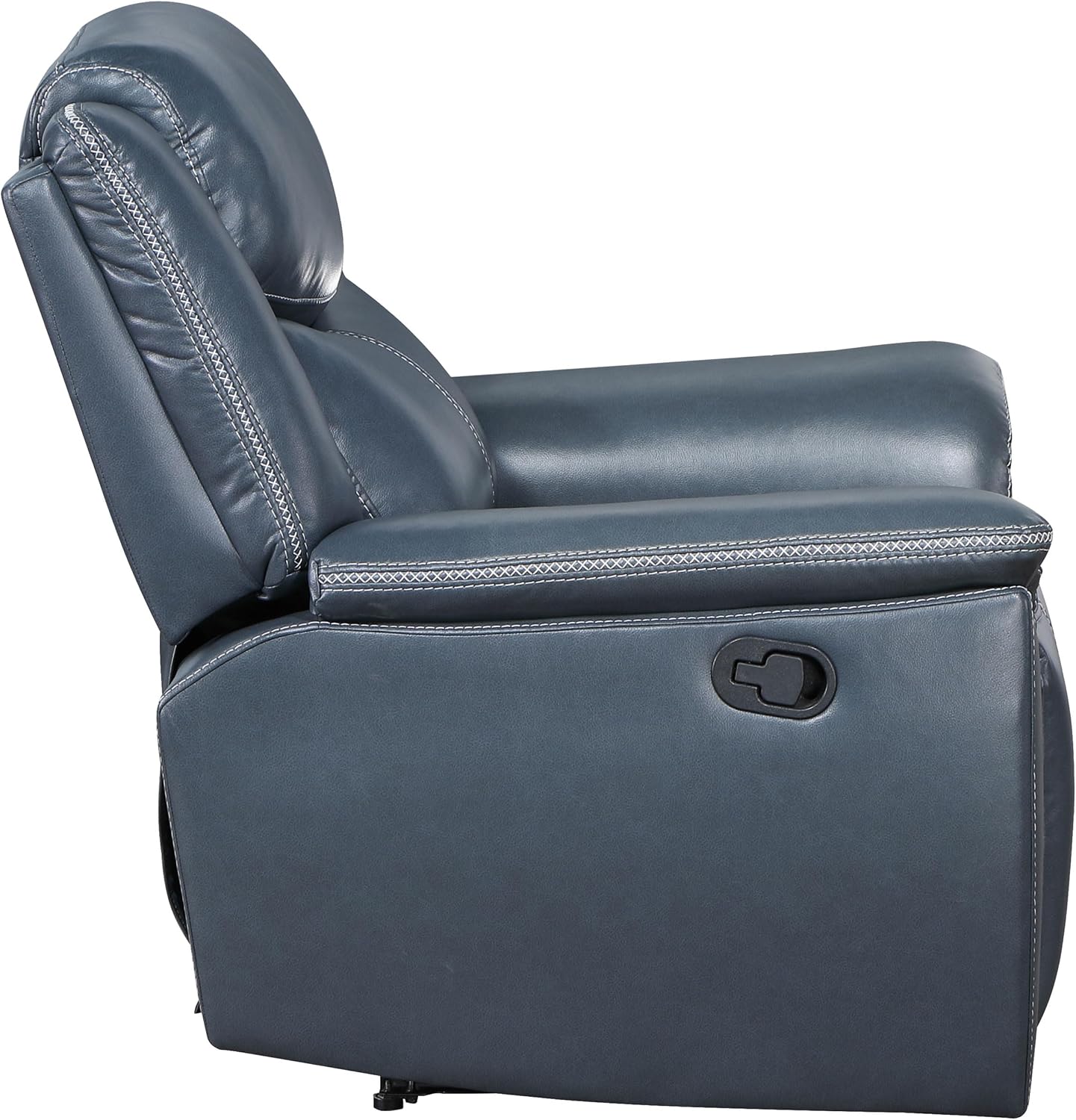 Coaster Home Furnishings - Sloane - Faux Leather Upholstered Recliner Chair with Manual Reclining, Padded Arms, and Pull Handle - Living Room - Blue - 610273