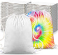 Abbylike 150 Pcs Tie Dye Cotton Drawstring Bag Bulk Sublimation Blank Backpack Canvas Drawstring Tote Bag Items to Tie Dye