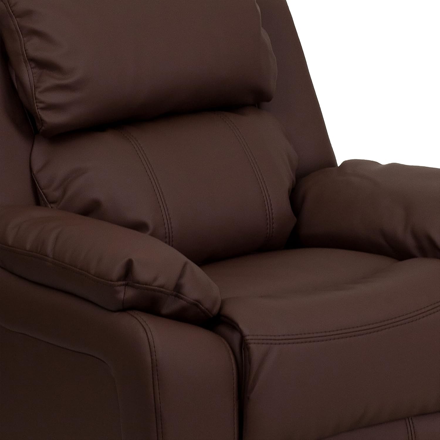 Flash Furniture Charlie LeatherSoft Kids Recliner with Flip-Up Storage Arms and Safety Recline, Contemporary Reclining Chair for Kids, Supports up to 90 lbs., Brown