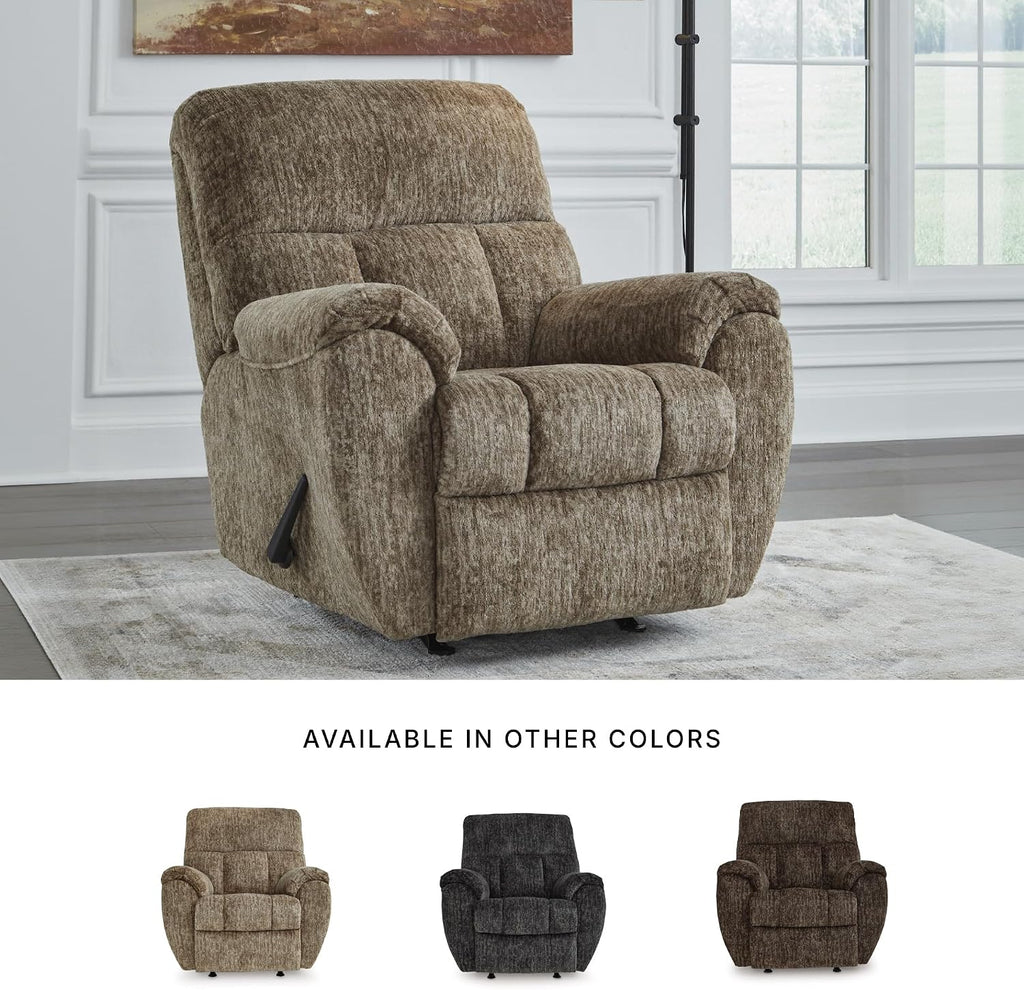 Signature Design by Ashley Rampant Casual Manual Rocker Recliner with Pillow-Top Arms, Light Brown
