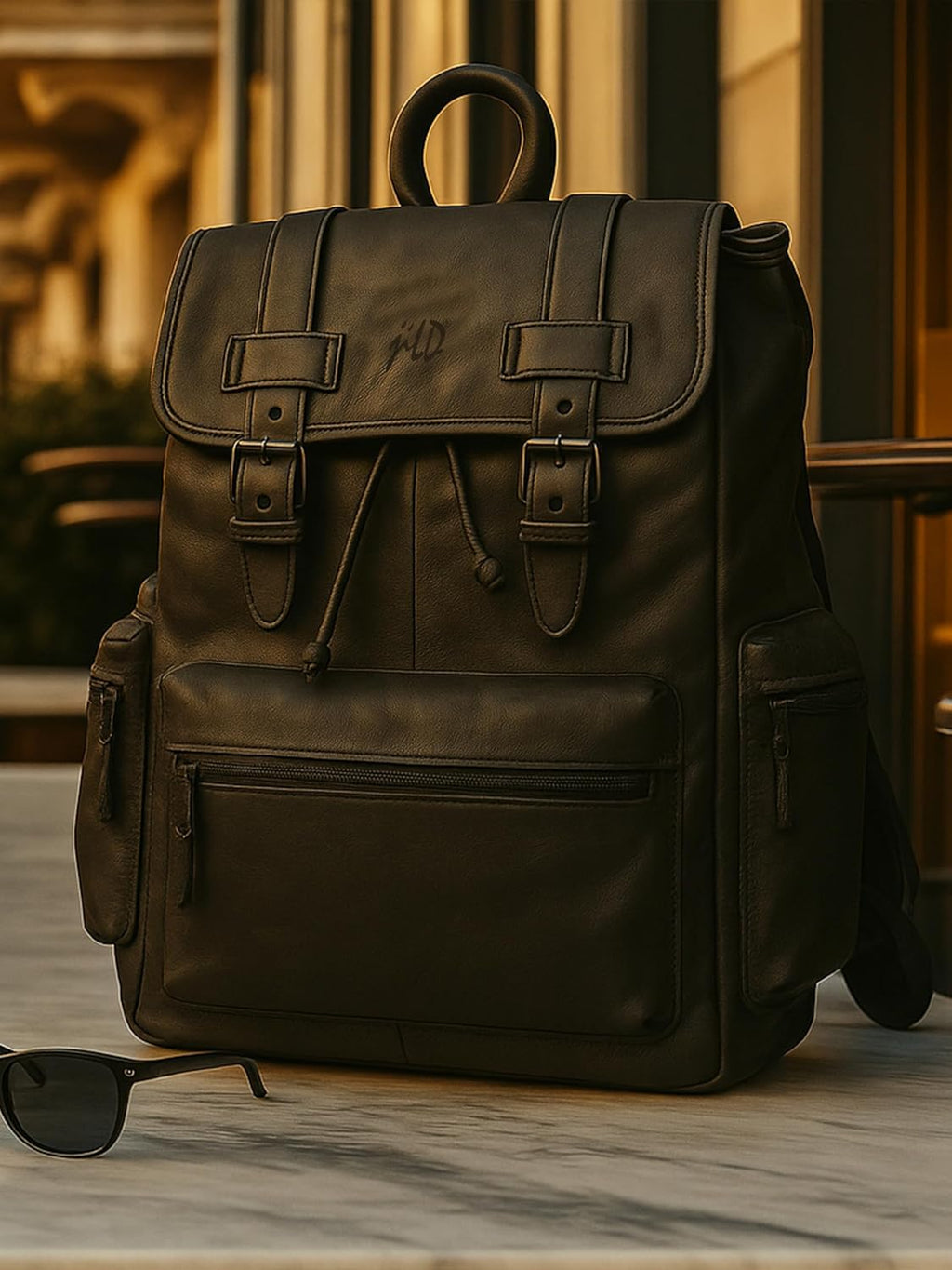 Jild Genuine Leather Backpack for Women or Men Carry-On Travel Backpack Shoulder Hiking Camping Vintage Leather Laptop Bag (Black)