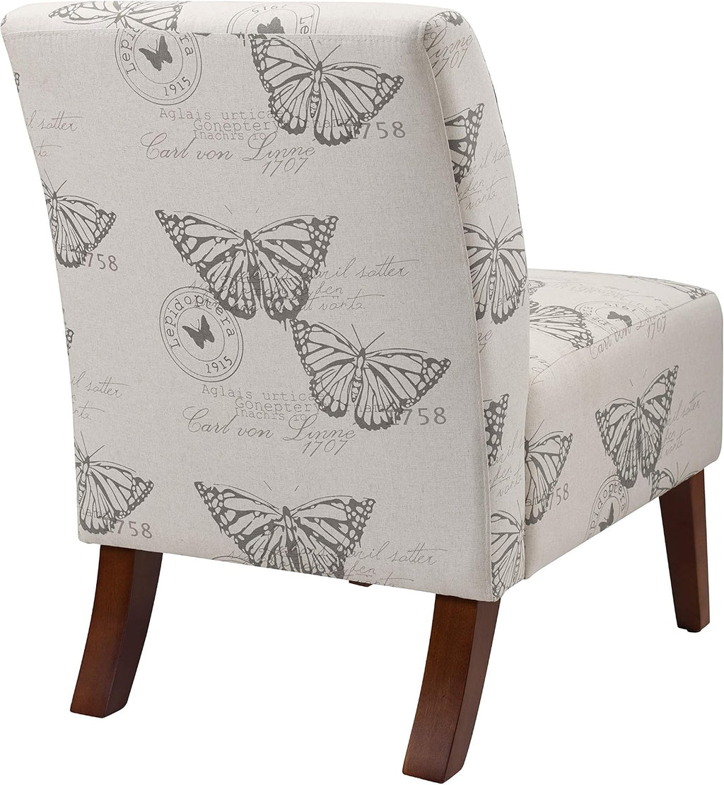 Linon Butterfly, Dark Espresso Linen Lily Chair, 21.5' W x 29.5' D x 31.5' H