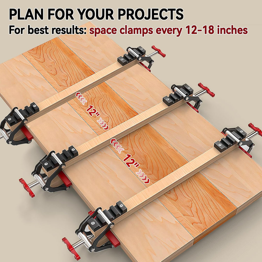JOJOCY 4 Way Pressure Release Clamps 2-pairs, Clamping Woodworking Clamp for Flat Panel Assembly, Steel Parallel Clamp for Tabletops, Cabinets, Furniture & Precision Wood Projects