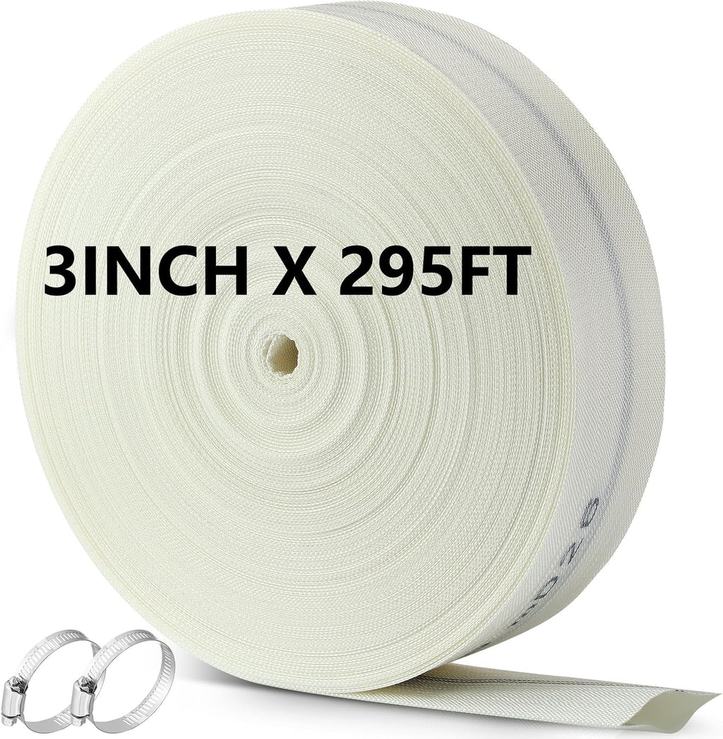 Pushglossy 3 Inch x 295 ft Heavy Duty Pool Backwash Hose with 2 Clamps Flat Discharge Hose for Swimming Pool Outdoor Garden Lawn Irrigation Sump