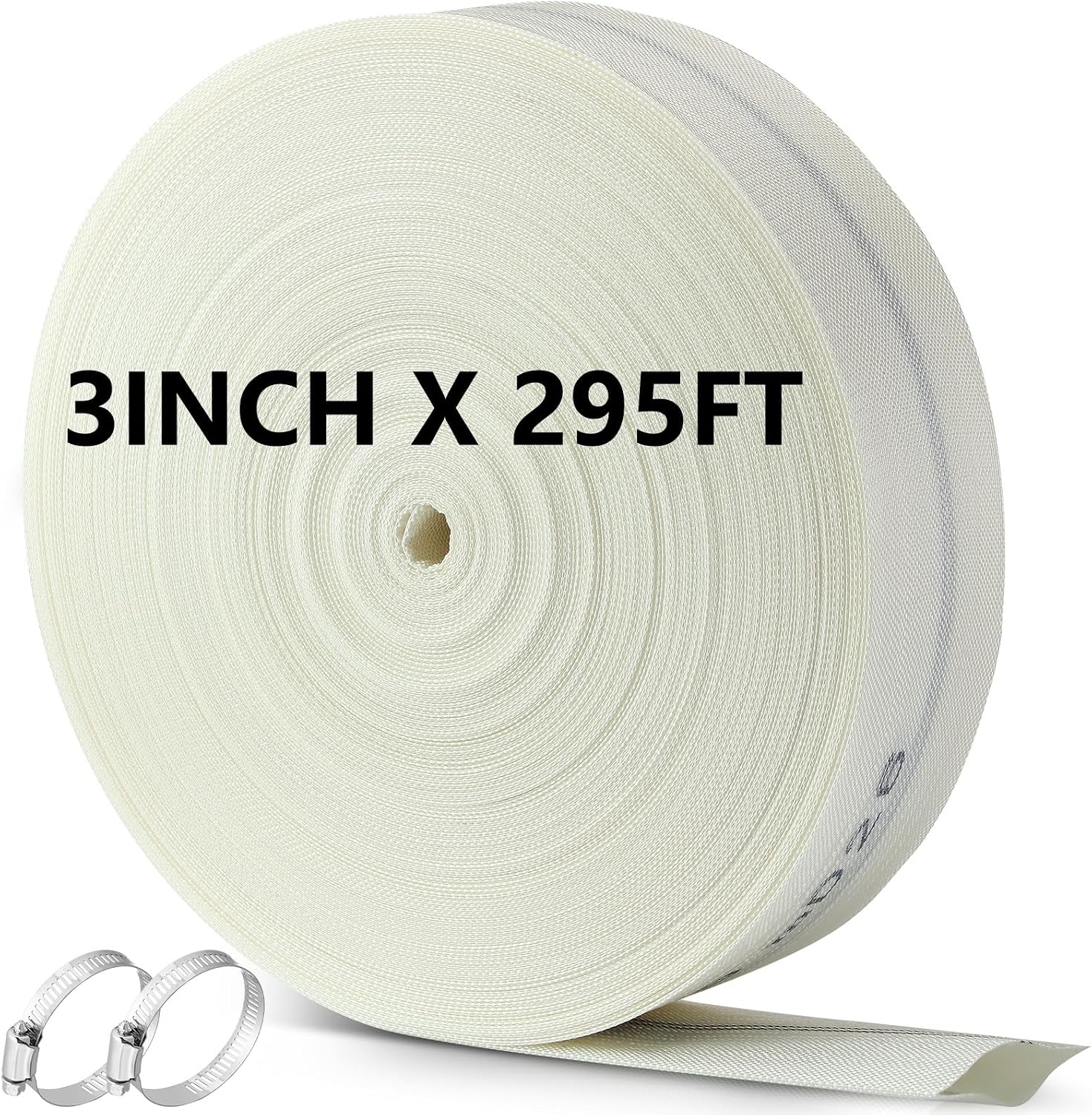 Pushglossy 3 Inch x 295 ft Heavy Duty Pool Backwash Hose with 2 Clamps Flat Discharge Hose for Swimming Pool Outdoor Garden Lawn Irrigation Sump