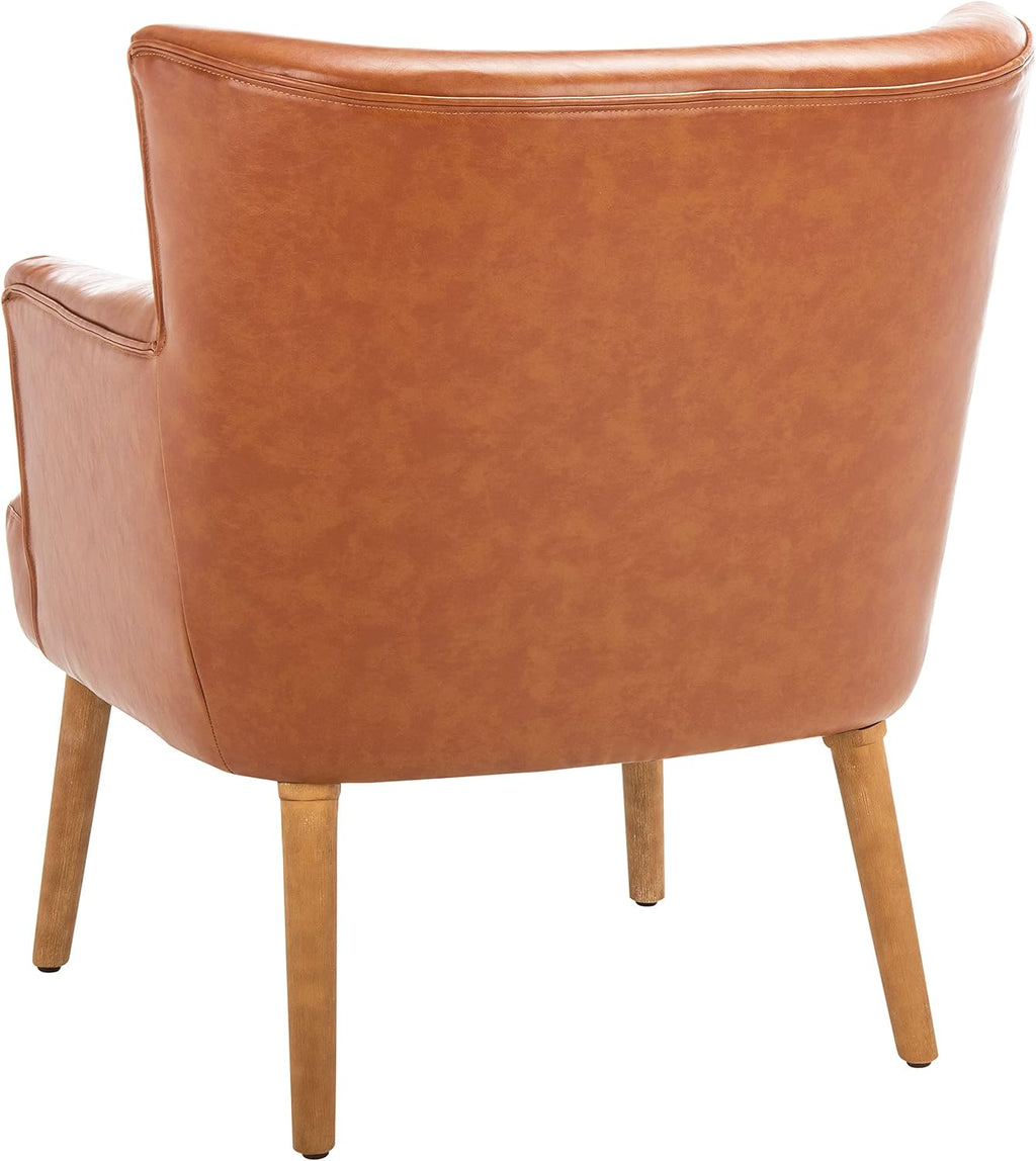 SAFAVIEH Home Collection Delfino Cognac Faux Leather/Natural Accent Chair