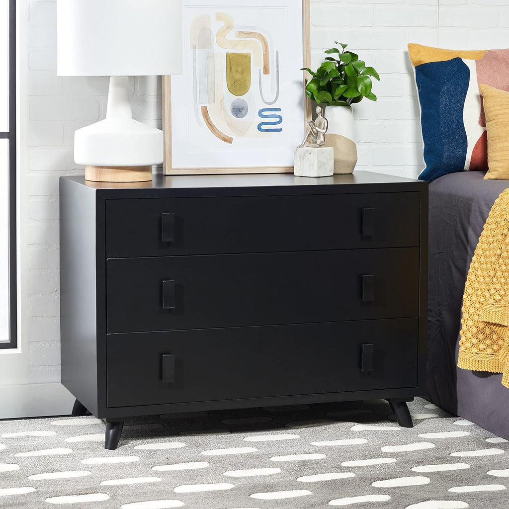 Safavieh Home Collection Blaize Black 3-Drawer Nightstand Dresser Chest