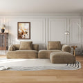 Christopher Knight Home Zacha 121' Modular L-Shape Sofa Couch with Chaise Lounge, Modern Boneless Sofa for Living Room, Fabric Upholstered Cloud Couch with Deep Seat, Dark Beige