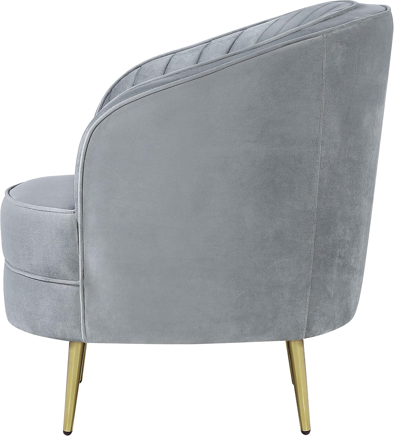 Coaster Home Furnishings - Sophia - Channel Tufted Barrel Accent Chair with Gray Velvet Upholstery, Foam Cushion, Gold Legs and Vertical Channel Tufting - Living Room - Gray - 506866