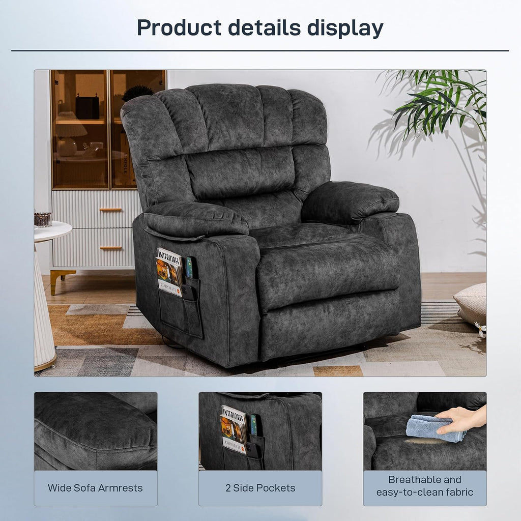 Recliner Chair Modern Ergonomic Lounge Single Sofa Seat Living Room Gravity Recliners Foam Filling