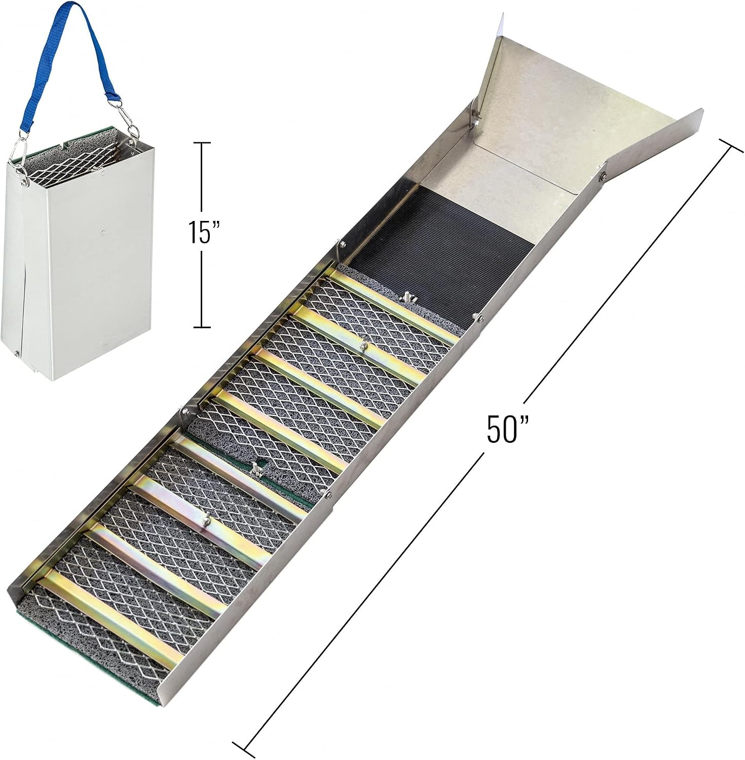 ASR Outdoor 50' Aluminum Folding Sluice Box for Gold Prospecting Backpack Set, Desert Khaki