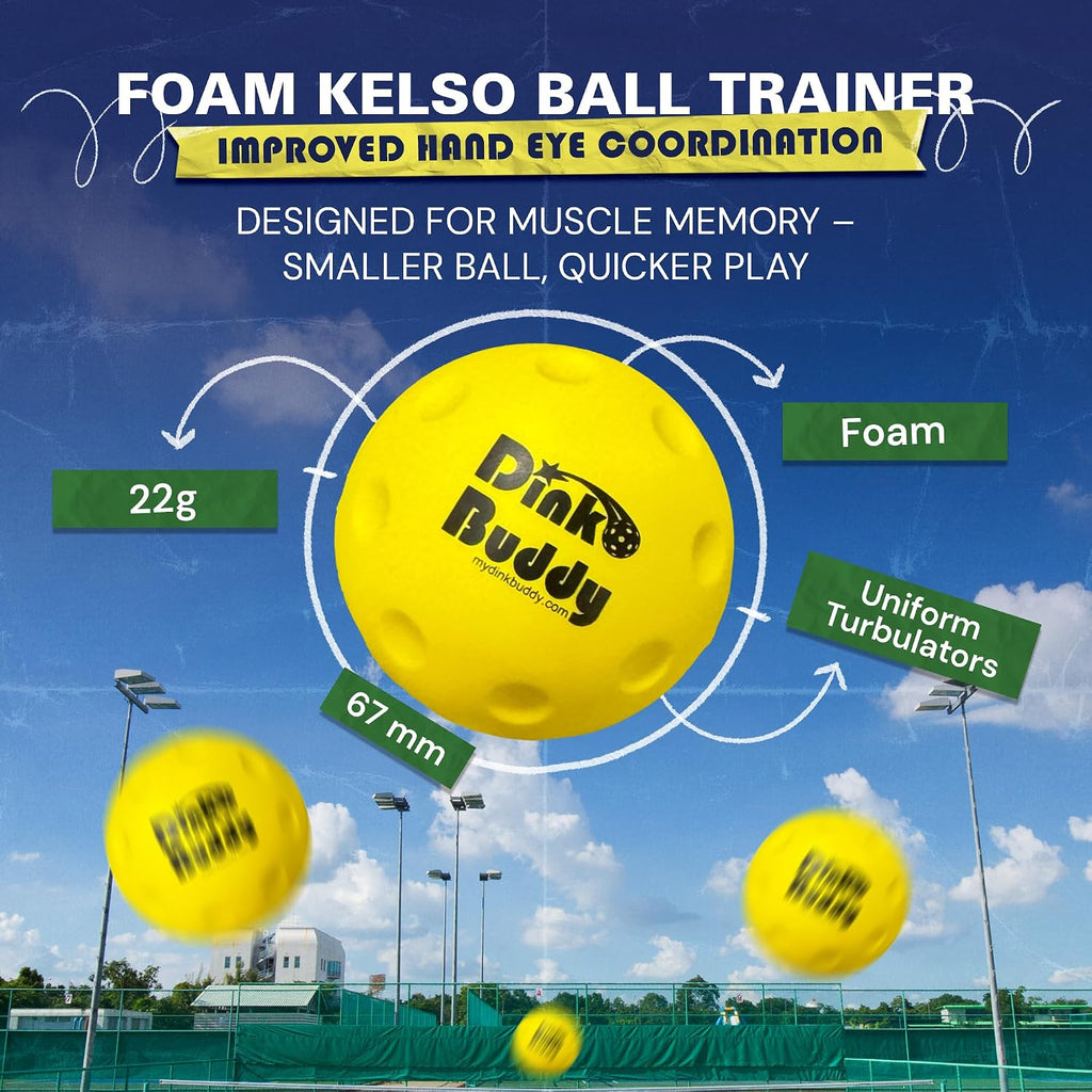 3-in-1 (with 1 Mini 6' Wide Pickleball Net) & 2-in-1 Pickleball Trainer Options, Sports Gifts with 4 Kelso Balls (2 Trainer + 2 Standard), 2 PickleDojo Paddles, & 1 Drawstring Backpack